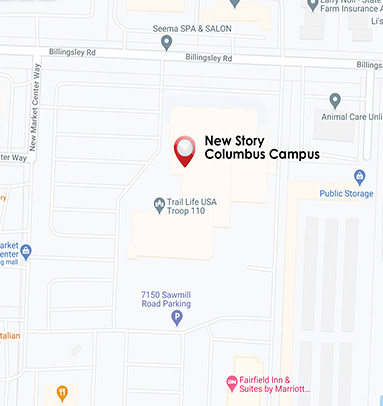 Here's our school location on the map in Columbus.